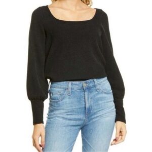 Madewell Ottoman Rib Square Neck Top size large True Black color, NWOT